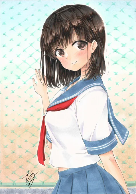 #唐突に5年前のイラストを載せる見た人もやる髪の毛お気に入りだけど、髪の毛めちゃくちゃ時間かかった思い出の絵 