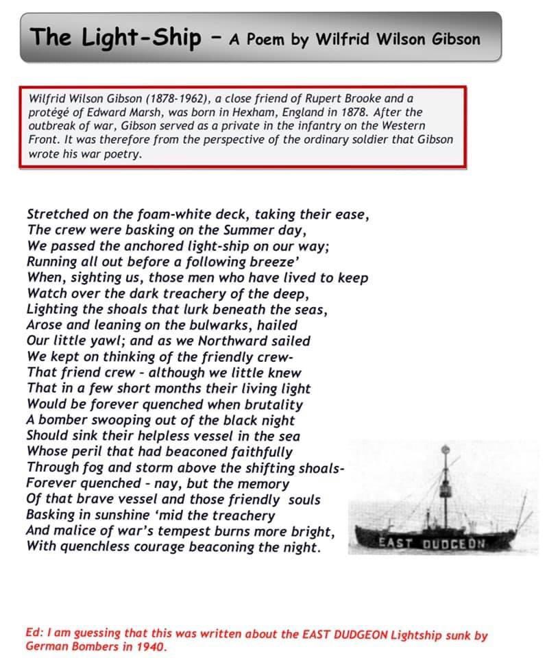 World Poetry day 2023

Poems  inspired by events to Lightvessels and their brave crews #worldpoetryday #lightship #lightvessel