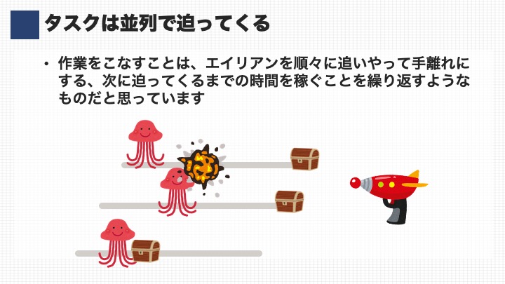 itow_ponde's tweet image. 明日のスライドをちょっと小出しに。
タスク多すぎで忙殺されちゃってる方が少しでも楽になれば良いなと思います。

楽しいタスク管理のカタ devlove.doorkeeper.jp/events/153101 #devlove　@devcchi から