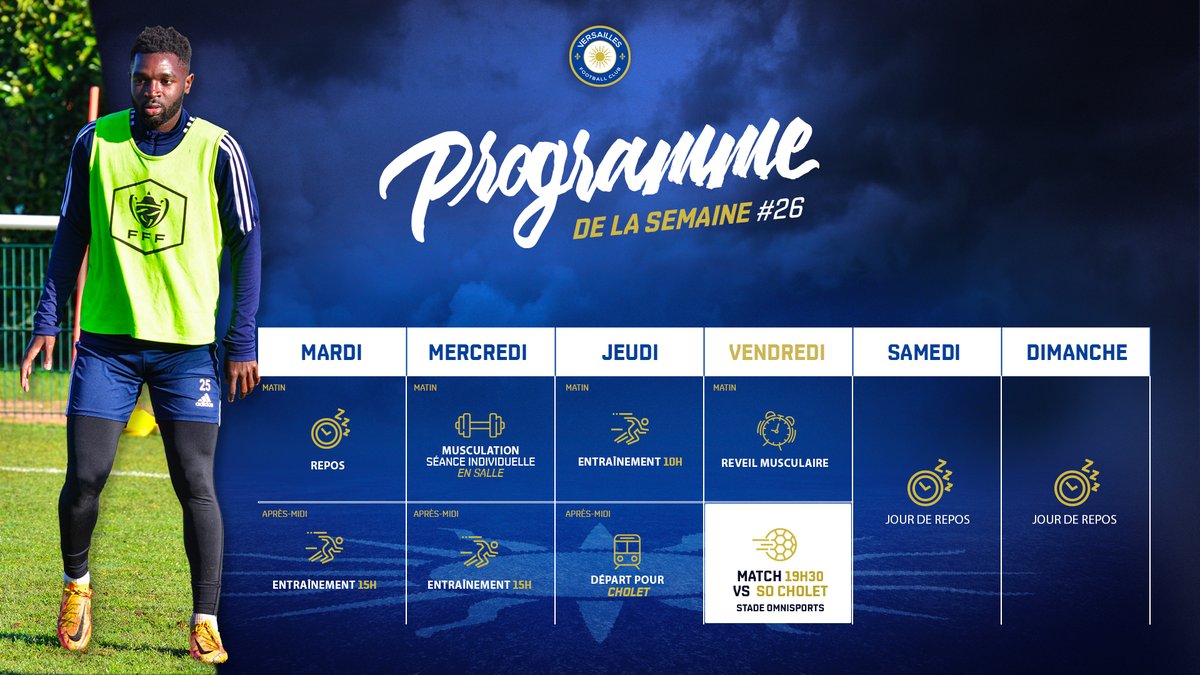 FC_Versailles's tweet photo. 📆 Nos Versaillais se déplacent à Cholet cette semaine pour la 26ème journée de @NationalFFF 

Découvrez le #programme de la semaine⤵️

#fff #football #versailles #fcversailles https://t.co/Y2RhD9dLbs