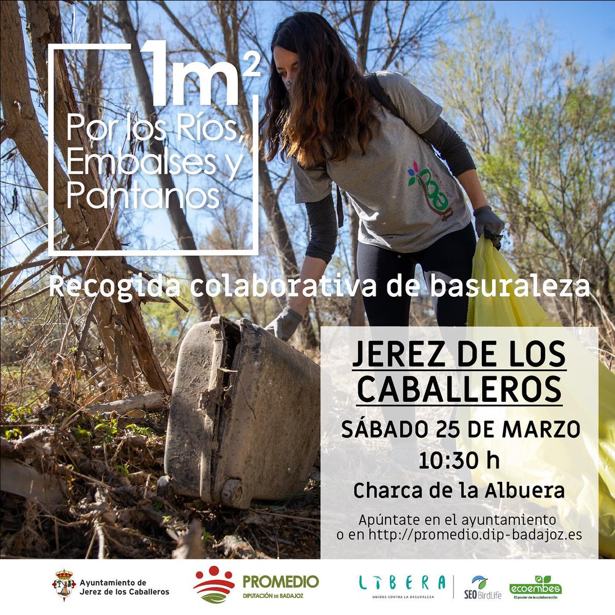 PromedioBadajoz's tweet photo. #SaveTheDate 
📍 ¡Este sábado hay recogida de #basuraleza... en la Charca de la Albuera! #Jerezdeloscaballeros
👉 Nos vemos a partir de 10:30h.
Apúntate para contar contigo: https://t.co/6ntRJ6W0AM
#Libera1m2 #ProyectoLibera @ecoembes
 @SEO_BirdLife
 @AytoJerezCros https://t.co/5sSnicUbzs
