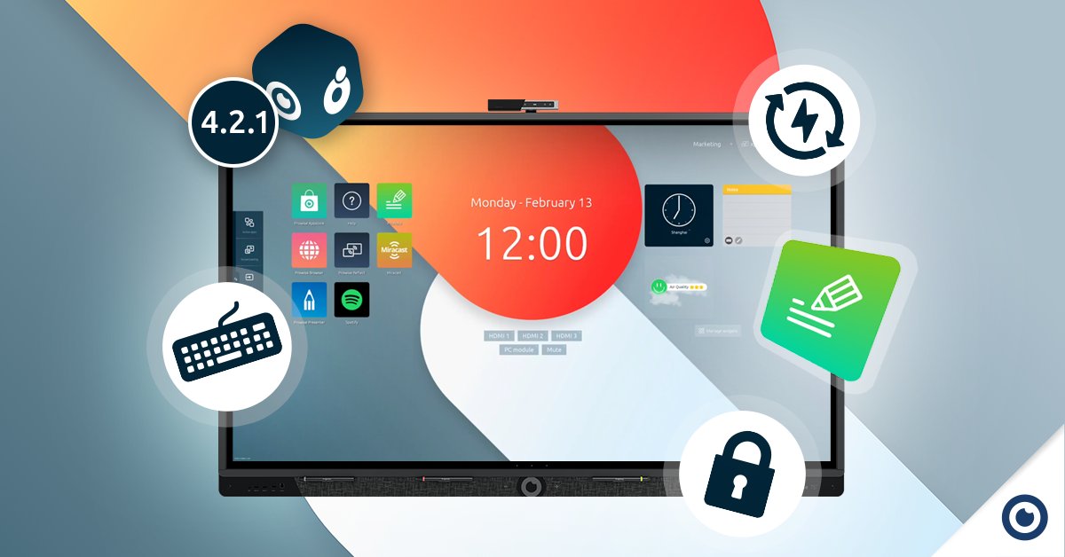 ProwiseGlobal's tweet photo. Update your touchscreen to Central 4.2.1!

⌨️ Automatic keyboard language adjustment
⚡️ Compare and view energy costs
🖌️ Improved ProNote experience
👨🏼‍💻 Lock icon visible in streaming options

Read more → https://t.co/lrq8qWtyAP https://t.co/Z49uPmnzLJ