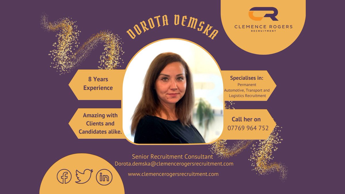 Dorota is a Senior Recruitment consultant who specialises in temporary recruitment.  

If you have any recruitment needs, please feel free to call Dorota on 07769 964 752 or send her an email via Dorota.demska@clemencerogersrecruitment.com