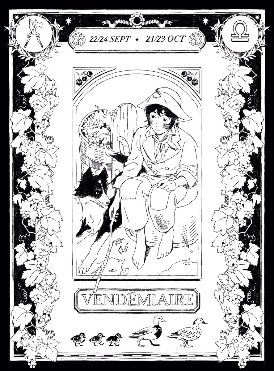 The first three months of the Republican Calendar of the French Revolution : Vendémiaire (the Month of Wine Harvests), Brumaire (The Month of Mists) and Frimaire (The Month of Frost) 🍇😶‍🌫️❄️ 