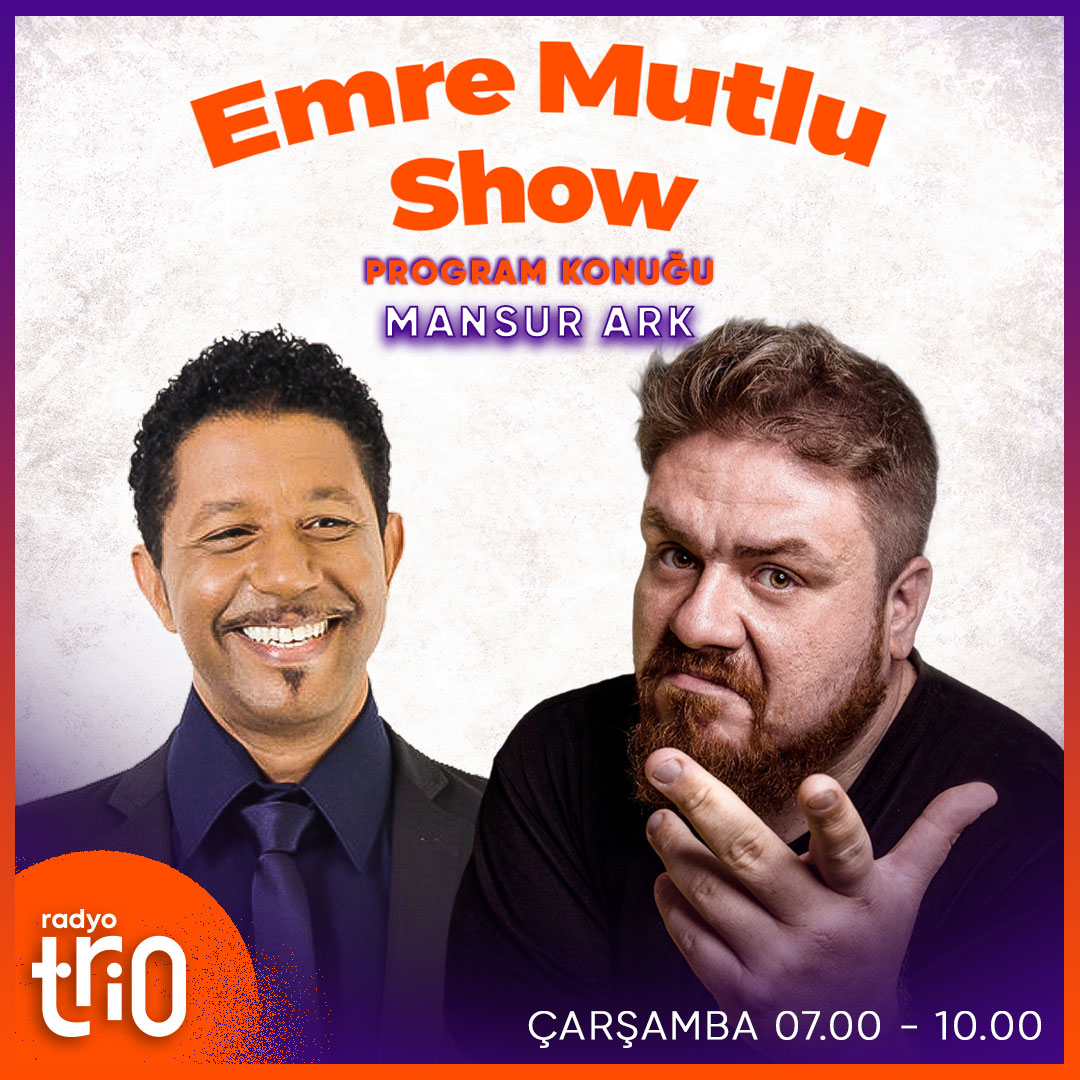 RadyoTrio's tweet photo. En değişik Show programı #EmreMutluShow’un bu haftaki sürpriz konuğu Mansur Ark ⭐️
Çarşamba günü  07.00 - 10.00 arası #RadyoTrio’da! 💥
@emremutluben @mansurark https://t.co/k22uzk7uQw