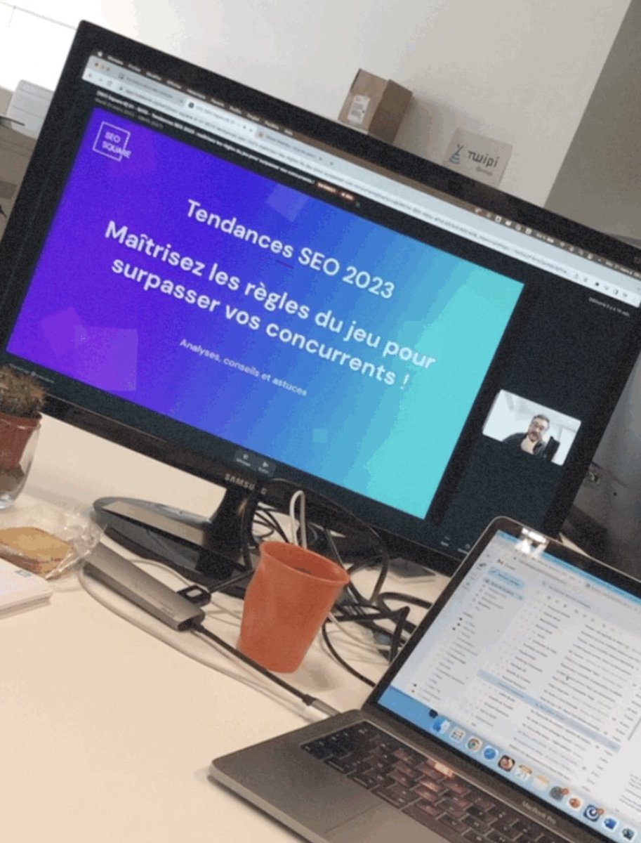 TPalmetti's tweet photo. Pour bien commencer la journée, webinar #seosquare
Premier talk : @Elliott_bobiet qui nous présente les règles du jeu SEO 🔥 https://t.co/OeazbwQmUT