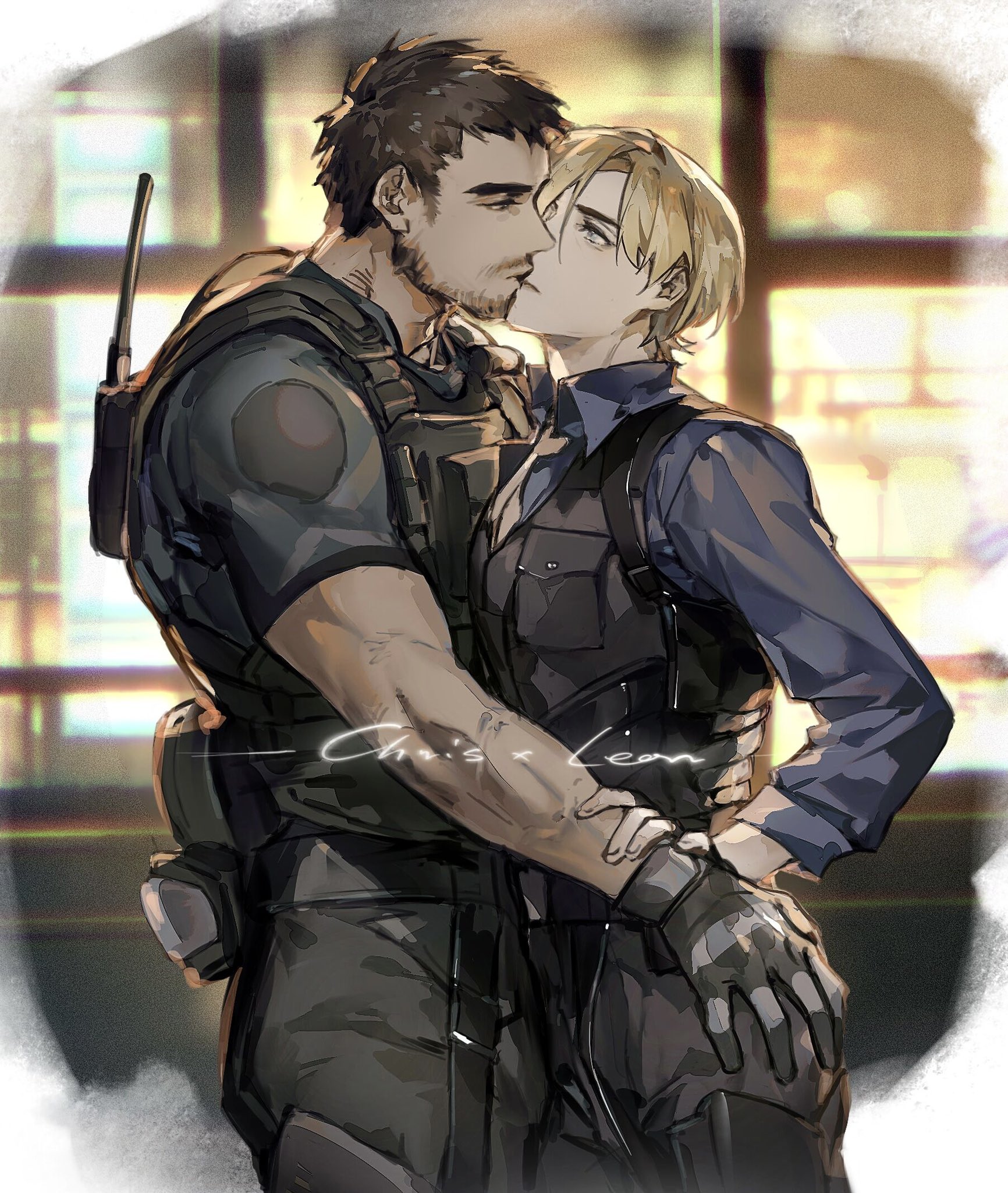 巴🍳 on Twitter: "i draw chris and leon https://t.co/hRggIgdGJl" / Twitter