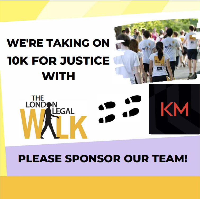 KaurMaxwell's tweet photo. The KM team will be taking part in the @londonlegal walk 2023, helping support access to justice for all 🏃‍♀️

Use the link below to sponsor our team!

https://t.co/lvjIF5mdFf

#LegalWalk #accesstojustice2023 https://t.co/XpAJF6SQRr