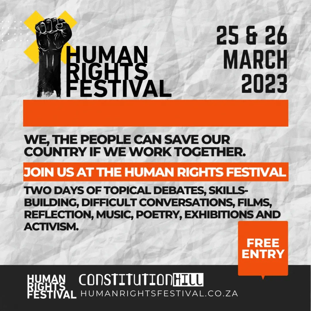 We gearing up for an incredible #HumanRights Festival at <a href="/VisitConHill/">Constitution Hill SA</a>

Bring your friends and family, there's activities and engagements for everyone!
#SeizeThePower #WeThePeople