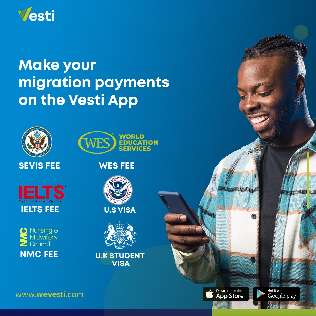 VestiOfficial's tweet photo. Moving abroad requires making some migration payments, with the Vesti app, you can make your migration payments with ease from the comfort of your home.
To get started, download the Vesti app via Google Play Store or iOS.
#Vesti #migrationpayment #migration #studyabroad #ihs https://t.co/0BnrqyNdFb