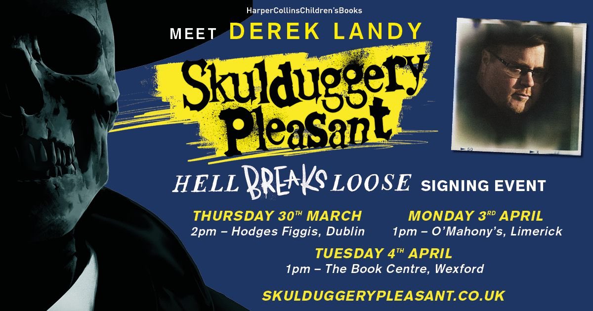 Meet Derek Landy in The Book Centre, WEXFORD on Tuesday 4th April at 1pm. Derek Landy will be in our Wexford store signing copies of the new book in his bestselling Skulduggery Pleasant series, 'Hell Breaks Loose'! @DerekLandy @BookCentreWex