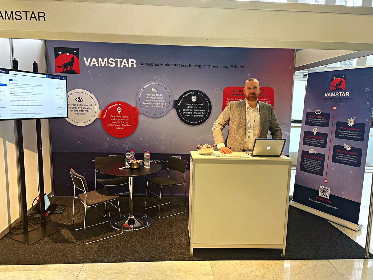 VamstarLimited's tweet photo. We'll be at the #WorldEPACongress in Amsterdam, ready to show you how our team of experts can take your pricing and market access strategies up a notch with data-driven tech. Swing by Booth 25 for real-time insights, faster tenders &amp; more. See you there! 👋

#EPAConf https://t.co/lc8TlWcoE1