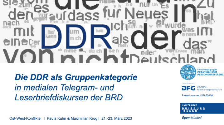 Forschungsgruppe Praktiken der Personenreferenz (@fgpronomen) on Twitter photo Los geht's mit einem der ersten Vorträge der DFG-Forschungsgruppe "Praktiken der Personenreferenz" 🥳 Paula Kuhn und <a href="/SelonFischer/">Maximilian Krug</a> stellen erste Ergebnisse des Teilprojekts zu Pronomen in DDR-Leserbriefen auf der Jahrestagung der AG "Sprache in der Politik" in Magdeburg vor 📊 Los geht's mit einem der ersten Vorträge der DFG-Forschungsgruppe "Praktiken der Personenreferenz" 🥳 Paula Kuhn und <a href="/SelonFischer/">Maximilian Krug</a> stellen erste Ergebnisse des Teilprojekts zu Pronomen in DDR-Leserbriefen auf der Jahrestagung der AG "Sprache in der Politik" in Magdeburg vor 📊
