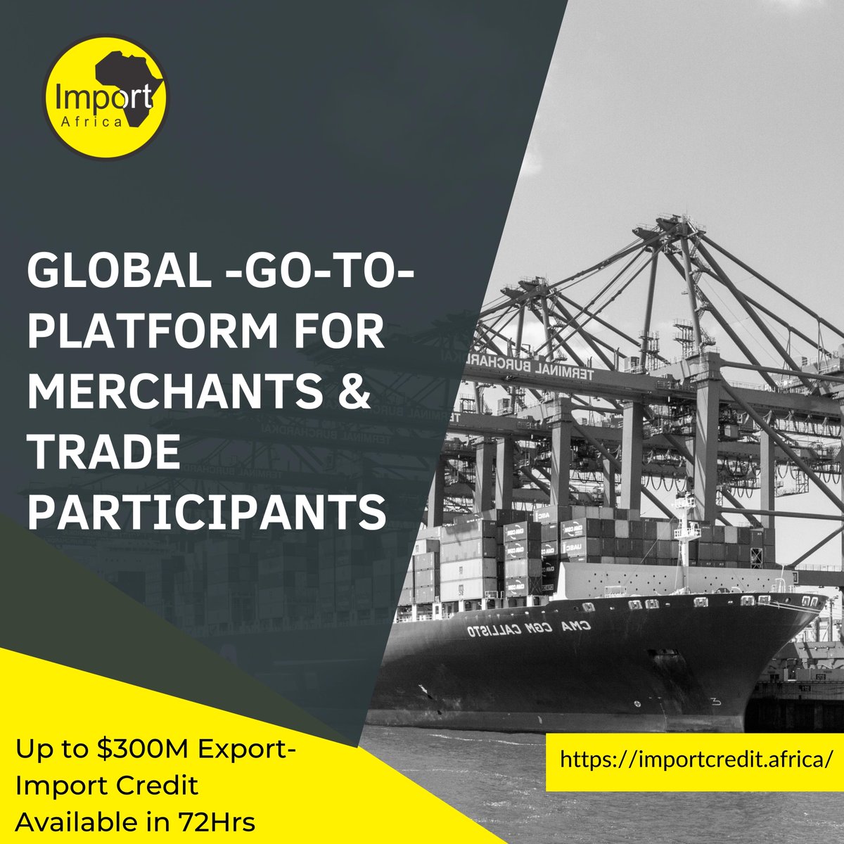 Revolutionize your global trade game with ImportCredit Africa 

#ImportCreditAfrica #B2BMarketplace #GlobalTrade #ExportFinance #CreditInsurance #Steel #FoodProcessing #Manufacturing #Packaging #Construction #Transportation #OilAndGas #Agriculture #MedicalIndustries #Nigeria