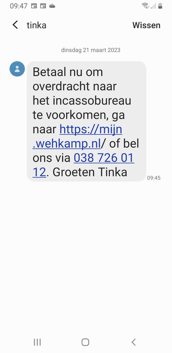 roderikd's tweet image. Dat is grappig: ik krijg een #vordering van #Tinka namens #Wehkamp, terwijl ik mijn eerste bestelling nog bij Wehkamp nog moet plaatsen, laat staan via mijn werkmobiel. #spam #phishing