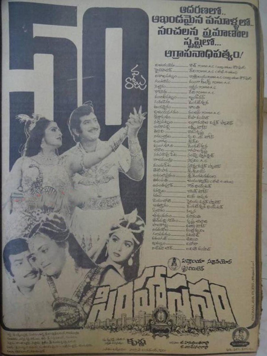 RvRamanaRaju1's tweet photo. Super Star #Krishna Gari #235th Padmalaya Studios #SIMHASANAM Completed #37Years To Day!!21/03/1986👍First Telugu 70mm Movie High Cost Prestigious Platinum Hit Film & Musical Hit of 1986 Wonder of Film land Creater of All time Industry Records.
A Film By #SuperStarKrishna Garu!! https://t.co/dC0zuDlIFC