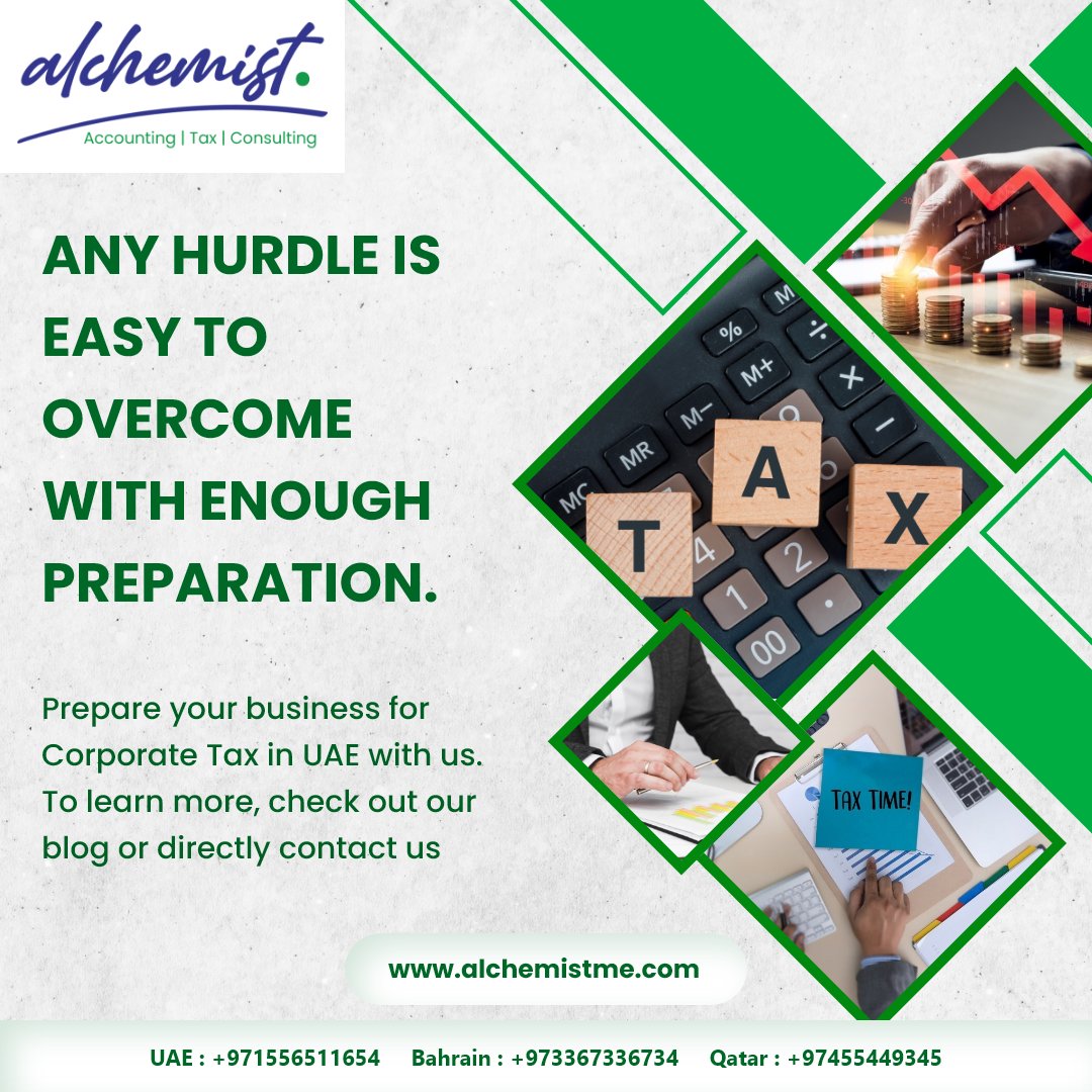 AlchemistAccou1's tweet photo. Get ready for corporate tax and be tax-safe in UAE. 
To know more about corporate tax and prepare your business, contact Alchemist Accounting at +971556511654 or visit https://t.co/If7RtnxXh9

#corporatetax #uae https://t.co/Kg2hcEqGGl