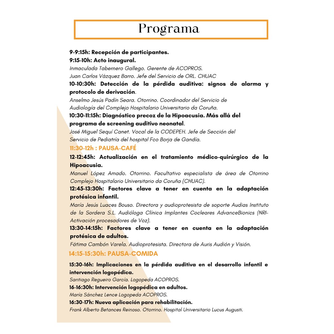 acoprosgal's tweet photo. 📣Os esperamos el próximo:
📆12 𝗱𝗲 𝗠𝗮𝘆𝗼
Jornada: 𝗔𝗯𝗼𝗿𝗱𝗮𝗷𝗲 𝗜𝗻𝘁𝗲𝗴𝗿𝗮𝗹 𝗱𝗲 𝗹𝗮 𝗣é𝗿𝗱𝗶𝗱𝗮 𝗱𝗲 𝗔𝘂𝗱𝗶𝗰𝗶ó𝗻🦻.
📍 Auditorio 𝗙𝘂𝗻𝗱𝗮𝗰𝗶ó𝗻 𝗠𝗮𝗿í𝗮 𝗝𝗼𝘀é 𝗝𝗼𝘃𝗲, A Coruña

#audicion #acopros #jornada #galicia https://t.co/lSJtZIRTCv