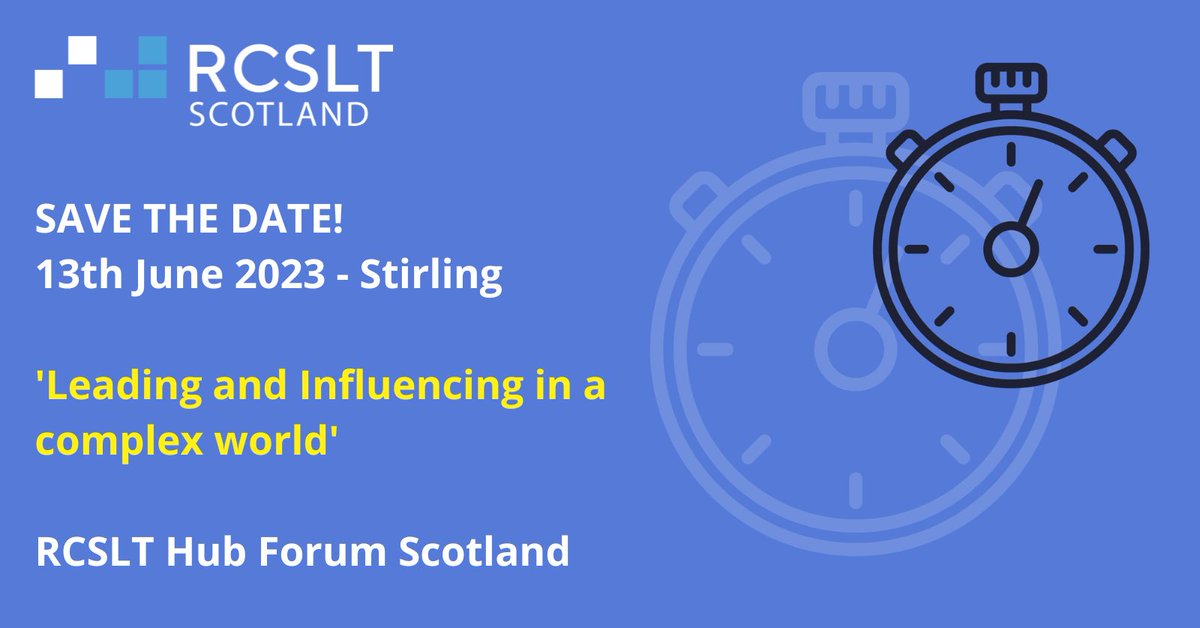 Save the date! On 13th June we will be hosting a leadership conference in Stirling for @rcslt members. Skills in leadership and influencing are important at all levels and we have fantastic speakers already lined up. Booking details to follow! @ScotlandSLThub @SteveJamieson12