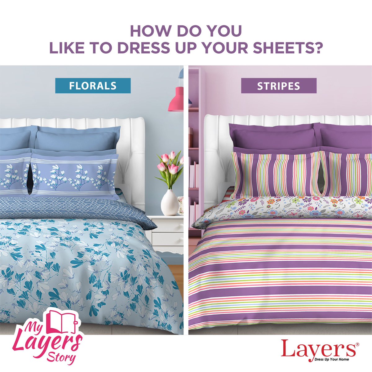 LayersIndia's tweet image. It’s time to let us in on some of your favourite picks for your bedroom. Comment your choice below, and keep watching this space for some exciting content coming up!
#MyLayersStory #FloralsDesigns #Stripes #commentbelow #patterns #colors #supersoft #dressupyourhome #Layers