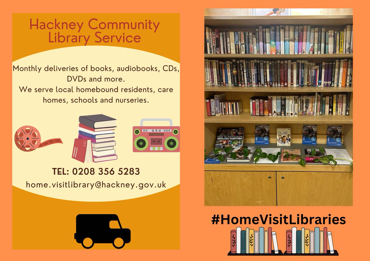 This week #HackneyCommunityLibrary visited St Peter's House in #N16 with brand new books, CDs, DVDs and audio for residents to enjoy.

Know someone who'd benefit from home library visits? Find out more: bit.ly/3mJ0IFR

#HomeVisitLibraries #LibrariesForLife
@HomeVisitLibs