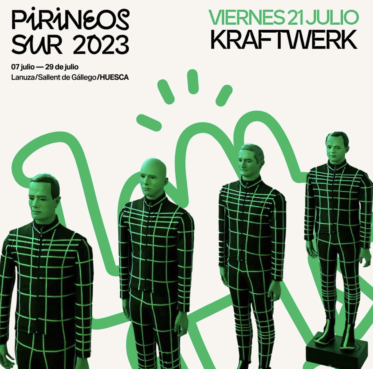 ¡NOTICIÓN! <a href="/FestPirineosSur/">Festival Pirineos Sur</a> confirma la presencia de <a href="/kraftwerk/">Kraftwerk</a> en la edición de 2023 🥳

El espectáculo audiovisual de estos pioneros de la música electrónica estará presente en este pedazo de festival 🙌🏻

#elfantasma #pirineossur #kraftwerk #festival #festivaleros
