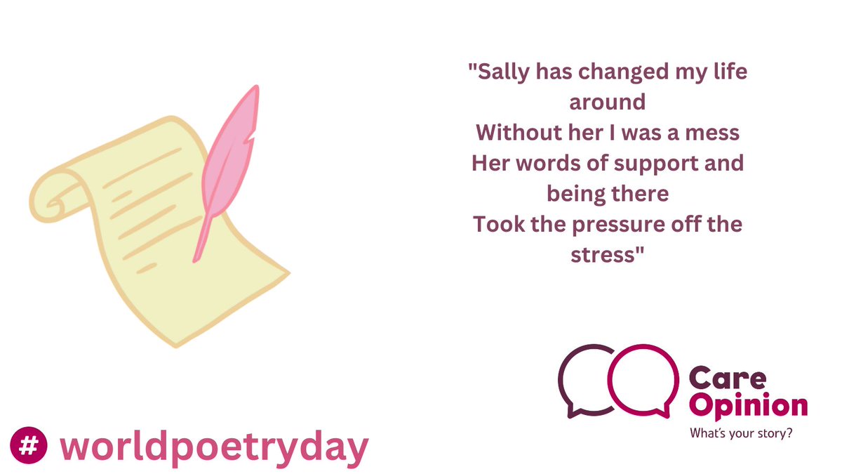 Victoriamh18's tweet photo. #WorldPoetryDay here is a lovely poem giving feedback for @OneRecBucks 👇
https://t.co/sANNzUqXB5
@careopinion
@CareOpinionScot https://t.co/vzqvxRzbjT