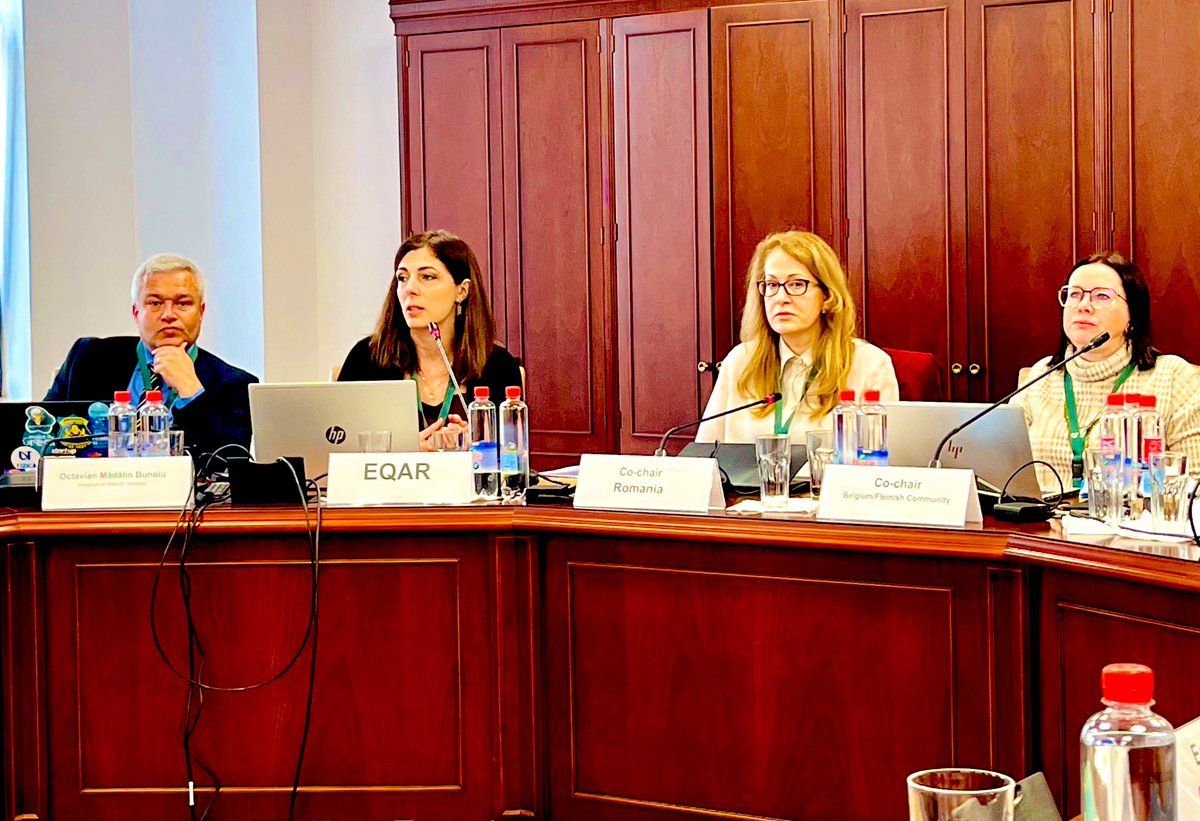 melindapsy's tweet photo. National authorities, QA agencies &amp; HE Institutions sitting down today in the beautiful hall of Univ. Politechnica of Bucharest to discuss accreditation across borders and QA of transnational education. Thank you @aracis for hosting us!  @eqar_he https://t.co/4LqY2hxRXz