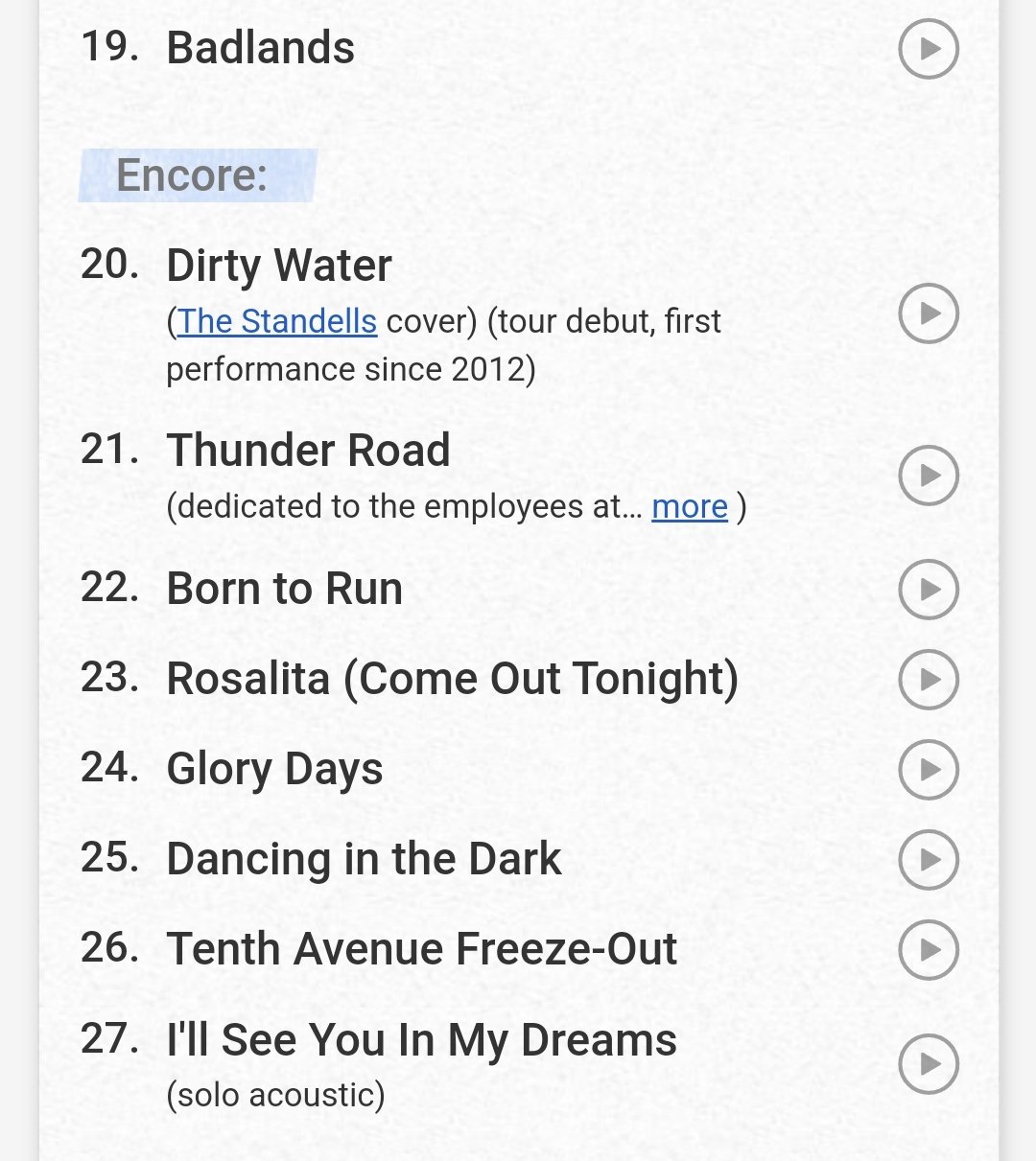 Bruce Springsteen's Tour News on Twitter "The setlist from the show in