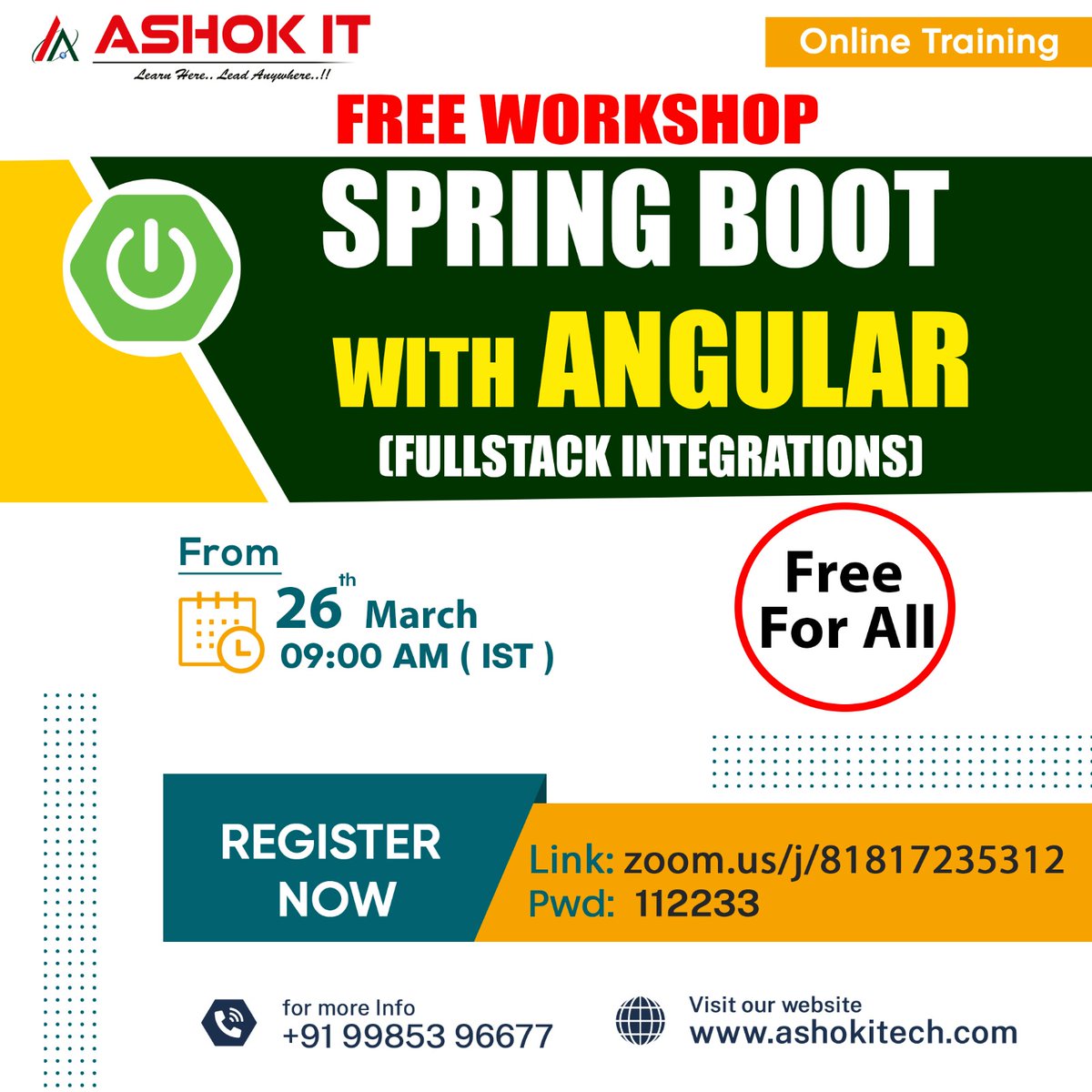 ashokitschool's tweet photo. 🛑 Free Workshop 🛑
✍️ Enroll Now : https://t.co/mATIp0a6W2
👉 Workshop On 26th-Mar @ 09:00 AM IST
🌐 Visit : https://t.co/zKPStGXAcU
CALL NOW: +919985396677
#springboot #angular #fullstackintegration #workshop #coding
#freeworkshop #onlineworkshop #workshoponjava https://t.co/o3FuIInsDC