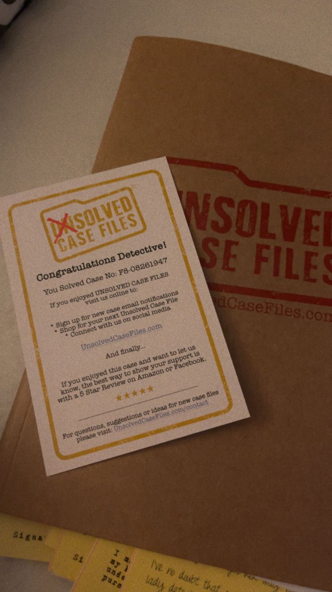 sarabxulay's tweet image. After 3 hours, we finally solved the case! @unsolvedcf 

I couldn’t have done it without you @crispytinas is this the start of our new detective careers? 👀 

#unsolvedcasefiles