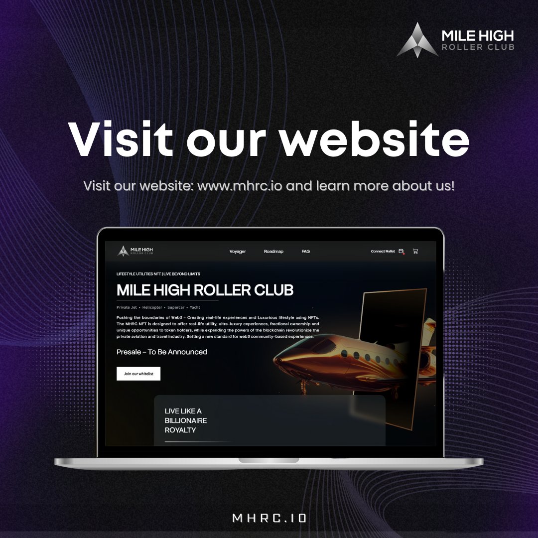 Ready to soar to new heights with Mile High Roller Club? 🛩️✨ Visit our website and get on the whitelist today to mint our exclusive Private Membership NFT and score a FREE aerial tour! 🚁 Don't miss out on the ultimate VIP experience in the crypto world. 🌟 #MileHighRollerClub