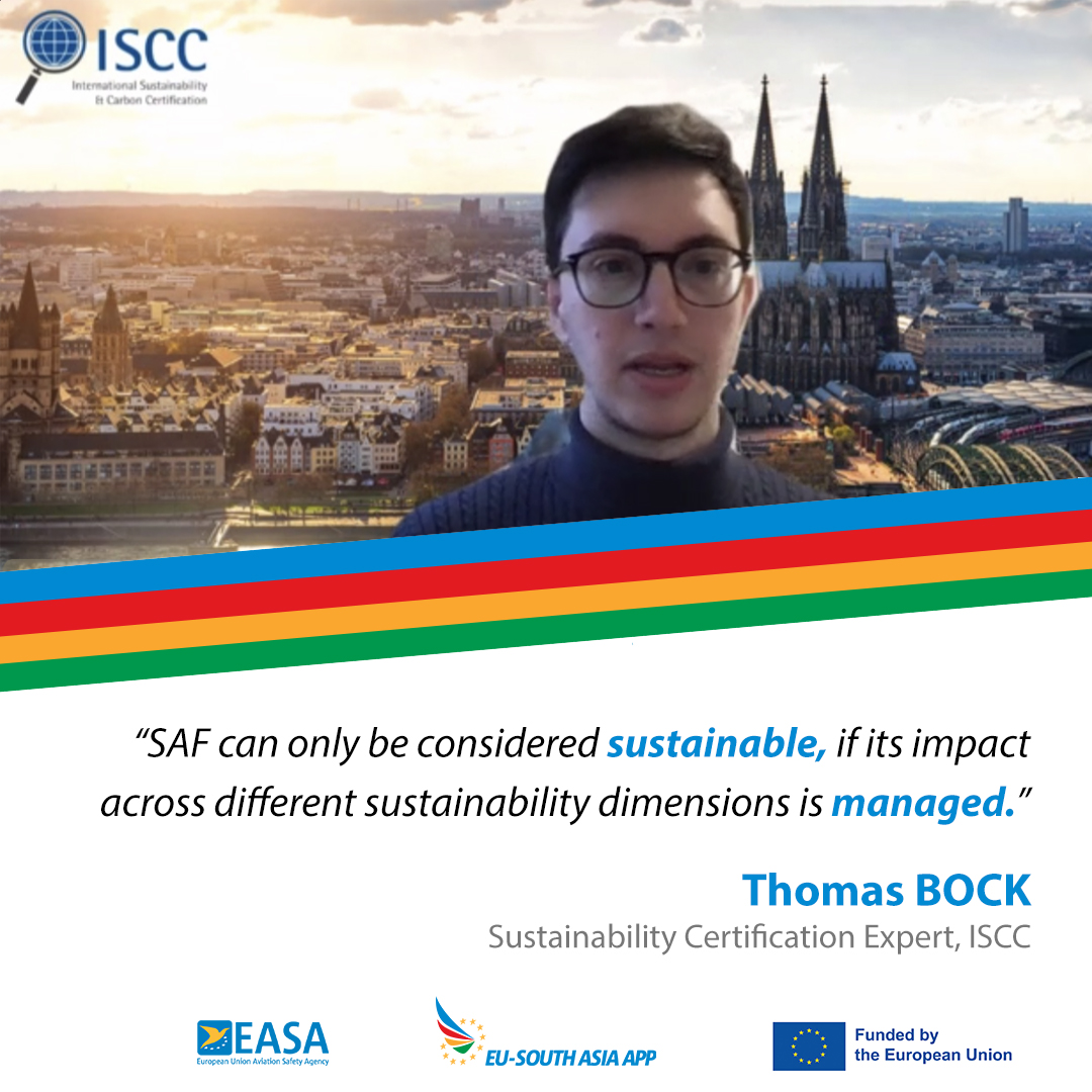 EU_SA_APP's tweet photo. Thomas René Bock from @ISCCSystem , one of the world’s largest certification schemes for renewable fuels, gave insight into the topic of #SAF sustainability and its certification during the 4-day Workshop held in Dehradun this week.

#EU4Sustainability #ClimateAction @EASA https://t.co/eKfvMgFOYY