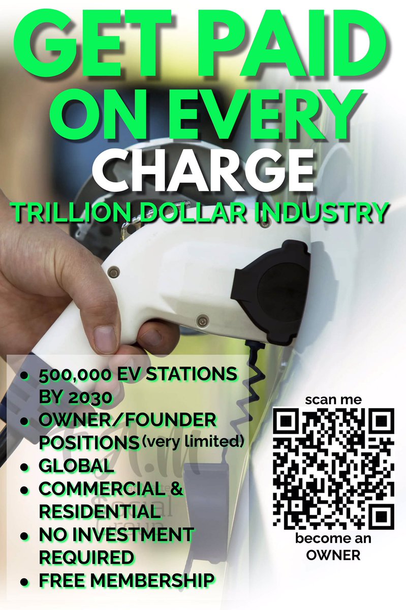 TimManoa's tweet image. Looking for a great side hustle only looking for ten thousand investors and it’s very close to filling up. Scan the code #evchargingstations, #ElectricVehicle #ElectricCars