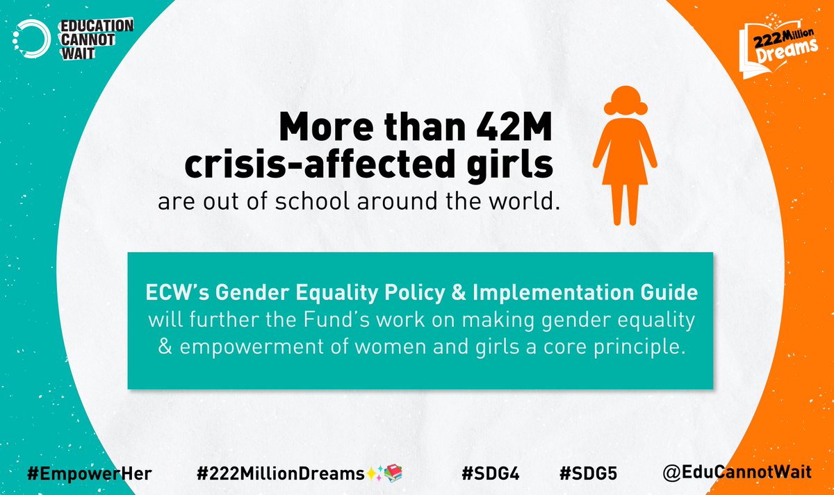 Thrilled to see the implementation of a Gender Equality Policy + Implementation Guide in <a href="/EduCannotWait/">Education Cannot Wait</a>  
 Investing in gender equality and empowering girls/women is essential for creating a fair and just society. Let's make it a core principle in all investments!