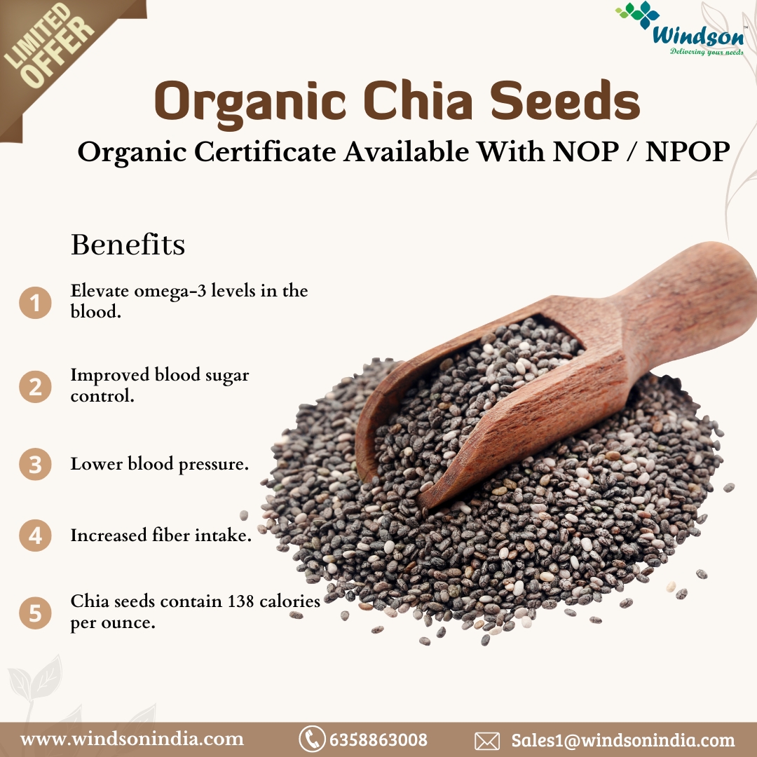 windsonindia's tweet photo. Organic certified chia seeds available with NOP/NPOP certificate. 
Confirm your order now. 
For more query, contact us. 
#windsonindia #chiaseeds #organic #organicchiaseeds https://t.co/U6HAtlS2Ez