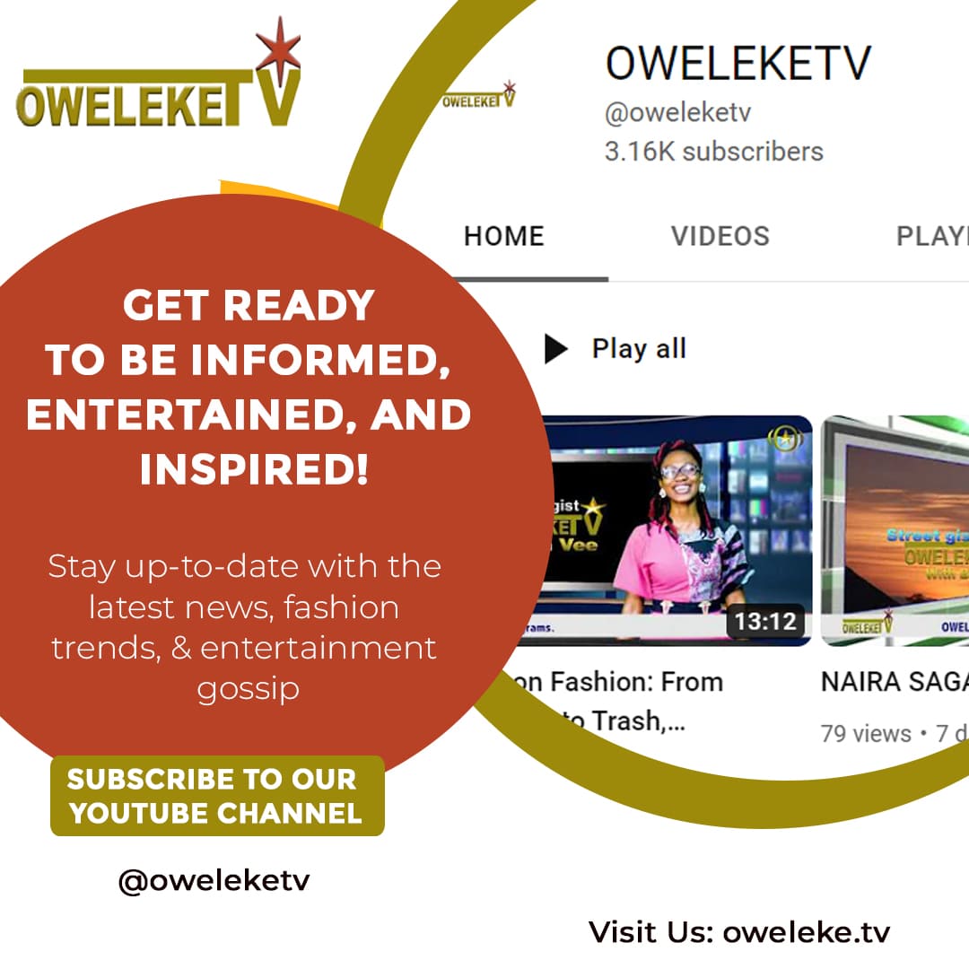Keep boredom away with our YouTube channel! Get ready to be inspired, entertained, and informed all at once. From fashion trends to entertainment gossip, we've got it all! youtube.com/@oweleketv     
#youtubenews #youtube #youtubecommunity #youtubeindia #thevisionaries #news