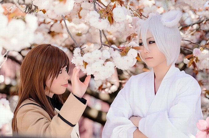 ⚠cosplay神様はじめました（かなり前の懐かしい写真をレタッチしました）🦊巴衞(神使)：想平さん🌸桃園奈々生：せつな