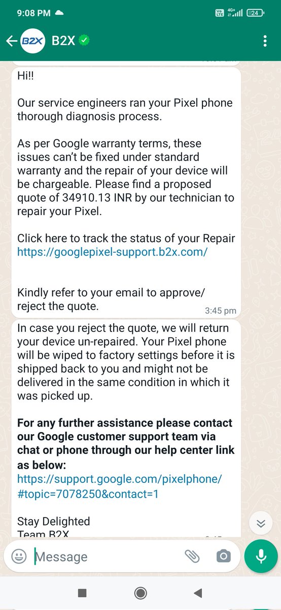 deeputhakur98's tweet photo. @GoogleIndia VERY POOR SERVISE FROM GOOGLE I'M FIRST IN MY FRIEND CIRCLE TO BUY GOOGLE PHONE, PHONE COST FEIM FLIPKART IS 24500 AND REPAIR CHARGE THEY ASKED 34910 I SWEAR  I WILL NEVER BUY GOOGLE PHONE AGAIN AND NITHER RECOMMEND TO ANY ONE PLEASE DON'T BUR GOOGLE PHONE EVER, https://t.co/mvaxQvfRqm