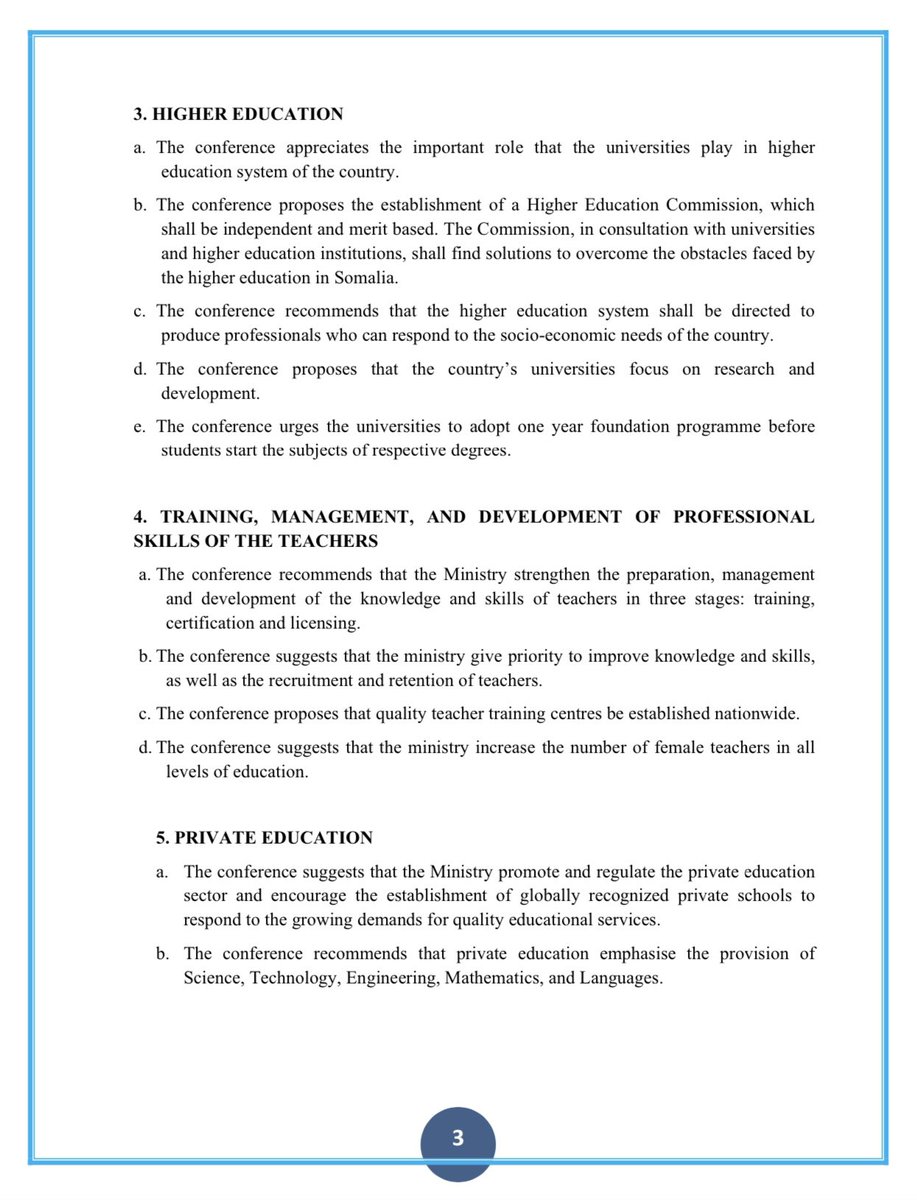 moechesomalia's tweet photo. The Communique of the National Education Conference held in Mogadishu - Somalia, from March 13-17, 2023. 

 #NEC2023 
#EducationForAll https://t.co/90Kj4iEMIO