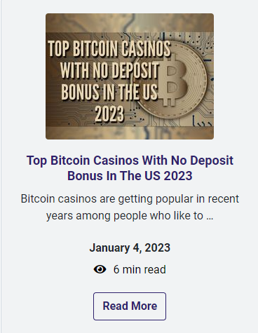 Top Bitcoin Casinos With No Deposit Bonus In The US 2023
Check Out - 

