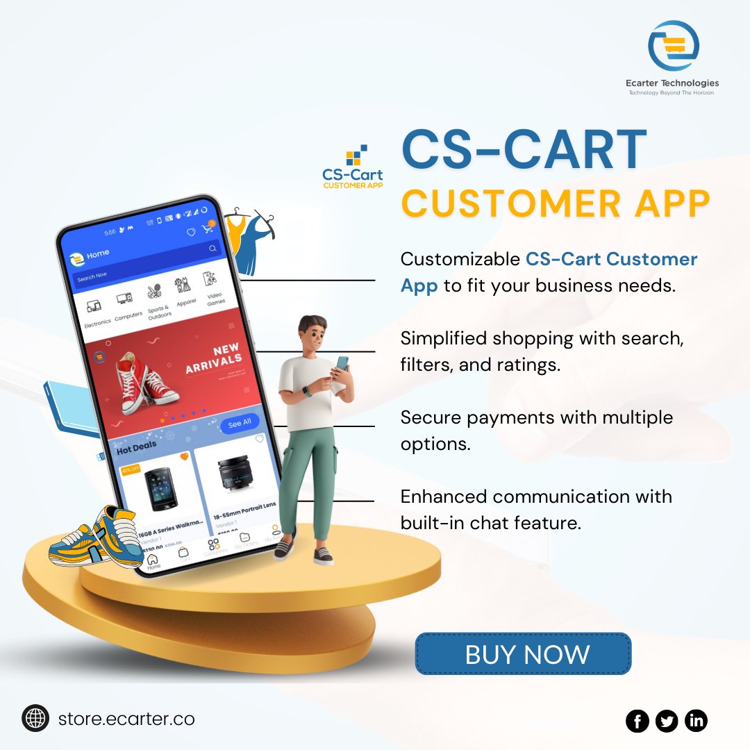 EcarterTech's tweet image. Take your #ecommerce game to the next level with our CS-Cart #CustomerApp! Give your customers a seamless shopping experience with our easy search and filter options, wishlist feature, and multiple payment options. Get started today and boost your sales! #CSCart