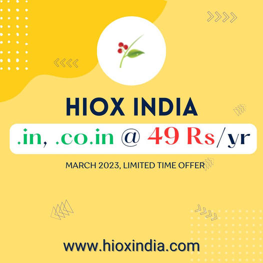 hioxofficial's tweet image. HIOX March Mega Offer: .in / .co.in @ 49 Rs/year.
Limited time Offer : Visit hioxindia.com
#hioxindia #webhosting #domainregistration #DomainOffer #indomains #MarchMegaDeals