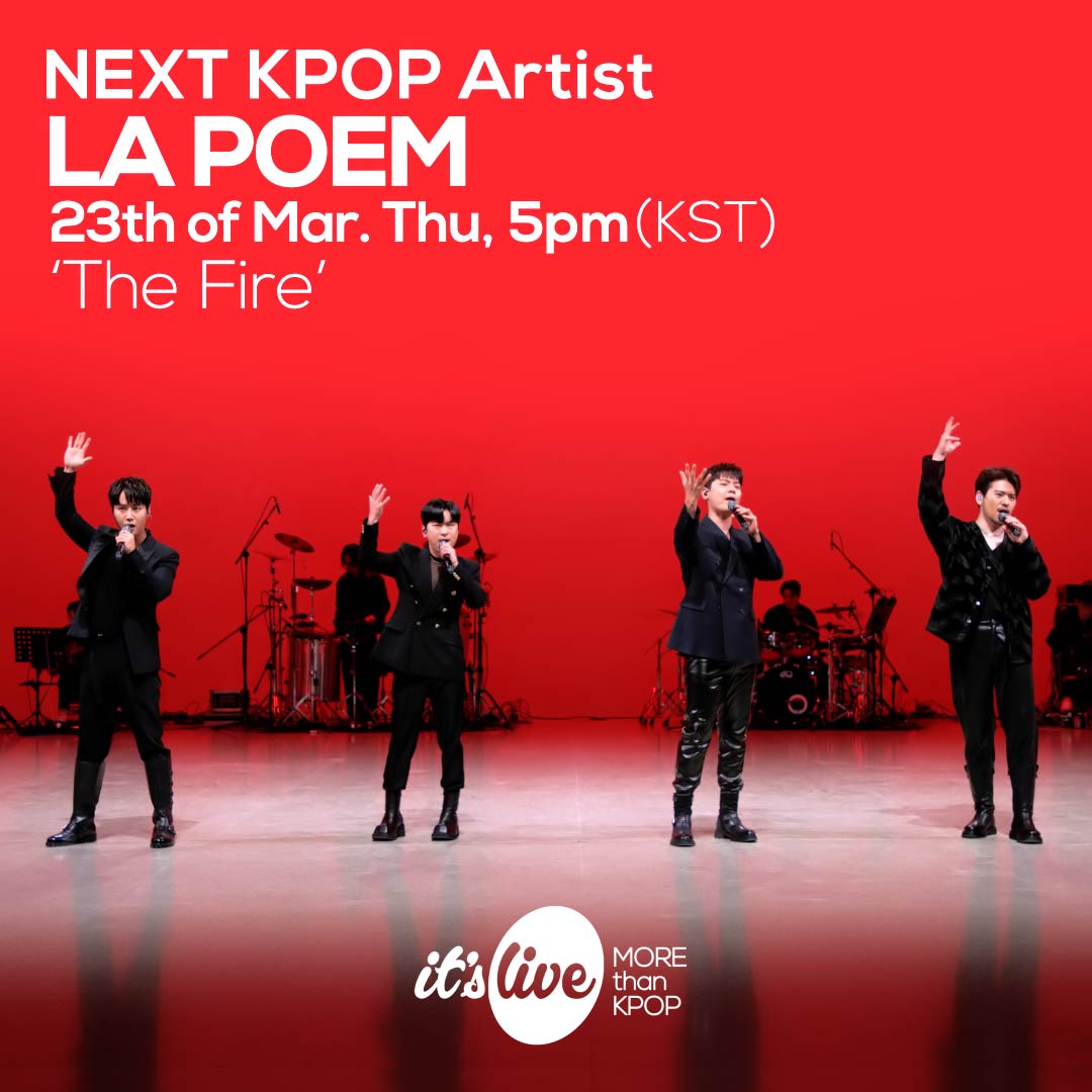 itsLIVEofficial's tweet photo. <COMING UP NEXT>
#라포엠 - #The_Fire
#LAPOEM - The Fire
@official_lapoem @JammArtist
#잇츠라이브 #KPOP #itsLive https://t.co/bzZQpANZ84