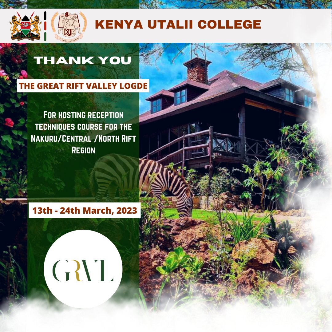 KenyaUtalii's tweet image. We are very grateful to Great Rift Valley Lodge for hosting reception techniques course and accommodating our facilitators in the 2023 #RefresherCourses Programme for the Nakuru/Central/North Rift Region.

#utaliirefreshercourses #KenyaUtalii  #hospitalitycareers