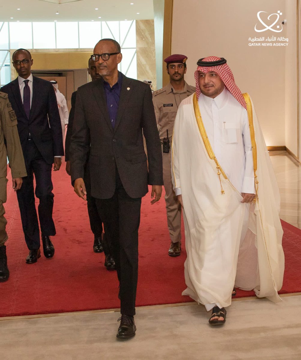 UrugwiroVillage's tweet photo. President Kagame has arrived in Doha for a working visit, during which he will meet His Highness the Amir Sheikh @TamimBinHamad for a discussion on ongoing areas of bilateral partnerships. https://t.co/qVoVNg0xxd