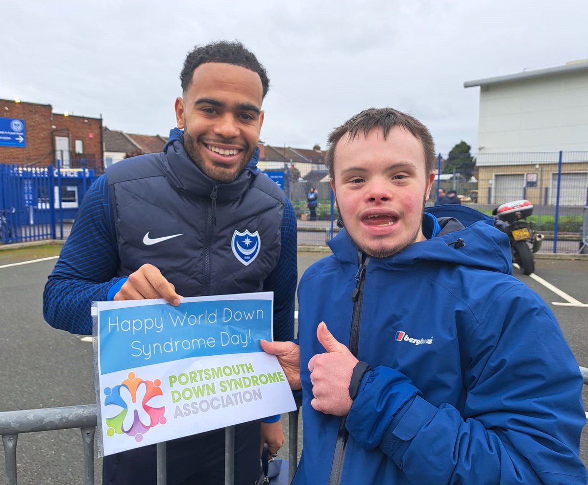 Play Up Pompey! You can always rely on the lads from #FrattonPark to support #PortsmouthDSA awareness campaign. With big thanks to Sam & #PFC player #LouisThompson #WDSD23 @AndyFord33107 @MichelleS2104 @BxFys @RichJEH72 #WithUsNotForUs ⚽️⚽️⚽️