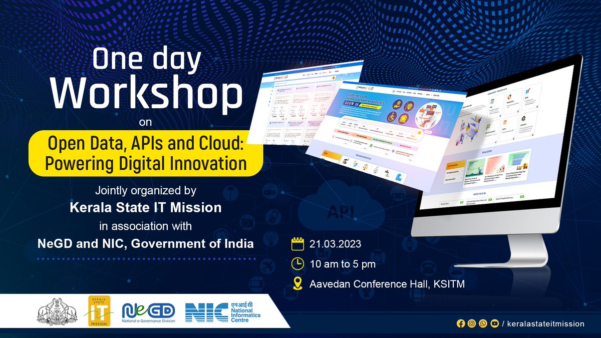 keralaitmission's tweet photo. KSITM Director Smt. Anu Kumai IAS inaugurated the workshop in the presence of officials from NeGD and NIC, Govt.Of India.
#ksitm #anukumariias #negd #goi #nic https://t.co/o78cO5Ujr8