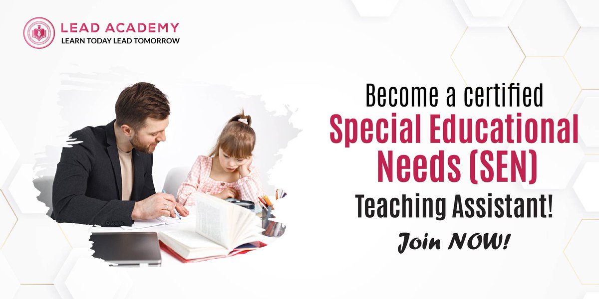 Develop the knowledge and skills required to become a Special Educational Needs (SEN) Teaching Assistant. Join the online course offered by Lead Academy Now! 

buff.ly/3TxEsv5 

#SEN #SENteachingassistant #SpecialEducationalNeeds #knowledge #LeadAcademy #onlinecourse