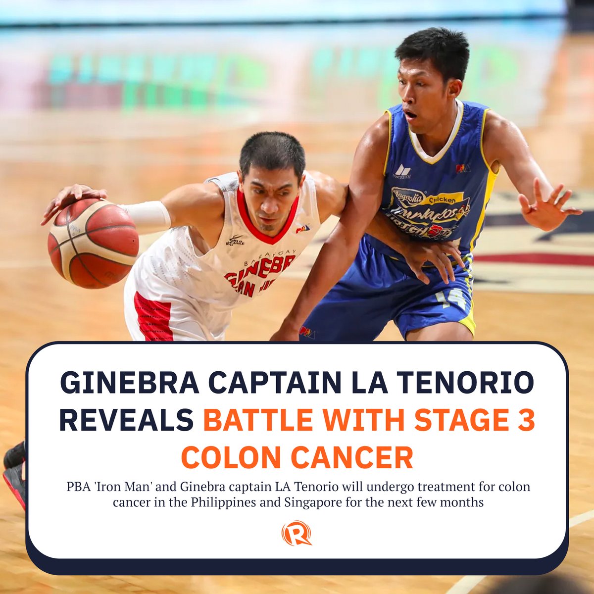 Ginebra star point guard LA Tenorio revealed on Tuesday, March 21, that he has been diagnosed with Stage 3 colon cancer. trib.al/NULgYPs